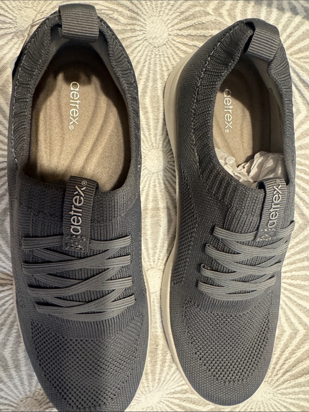 Aetrex Women’s Slip-On Knit Sneaker — Charcoal Gray